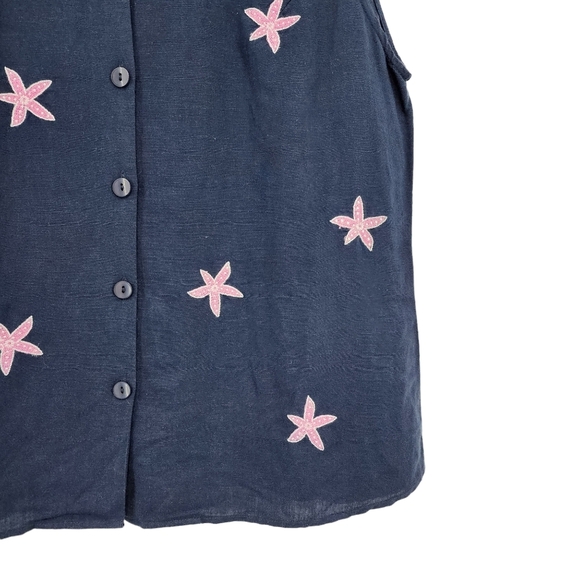 Rafael Sport Women's Linen Blend Button Front Sleeveless Shirt Summer Beach - M - Picture 4 of 5